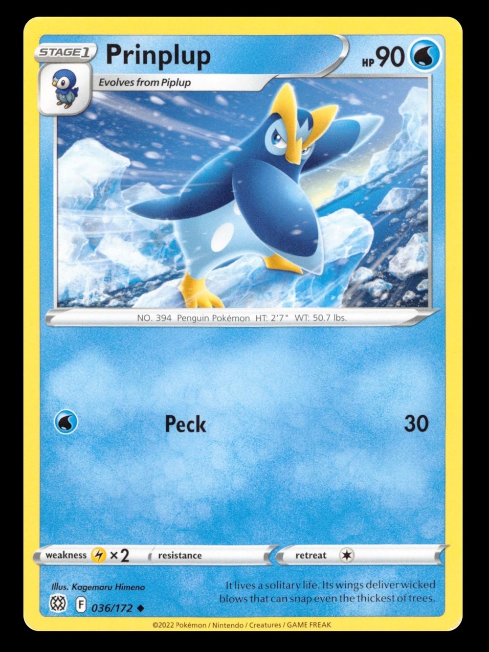 POKEMON CARD TCG - Prinplup - Brilliant Stars - Uncommon - 036/172